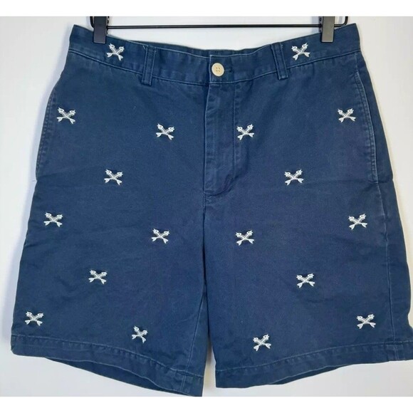 Vineyard Vines Other - Vineyard Vines Mens Club Shorts Size 32 Blue Embroidered Fishbone Preppy Chino